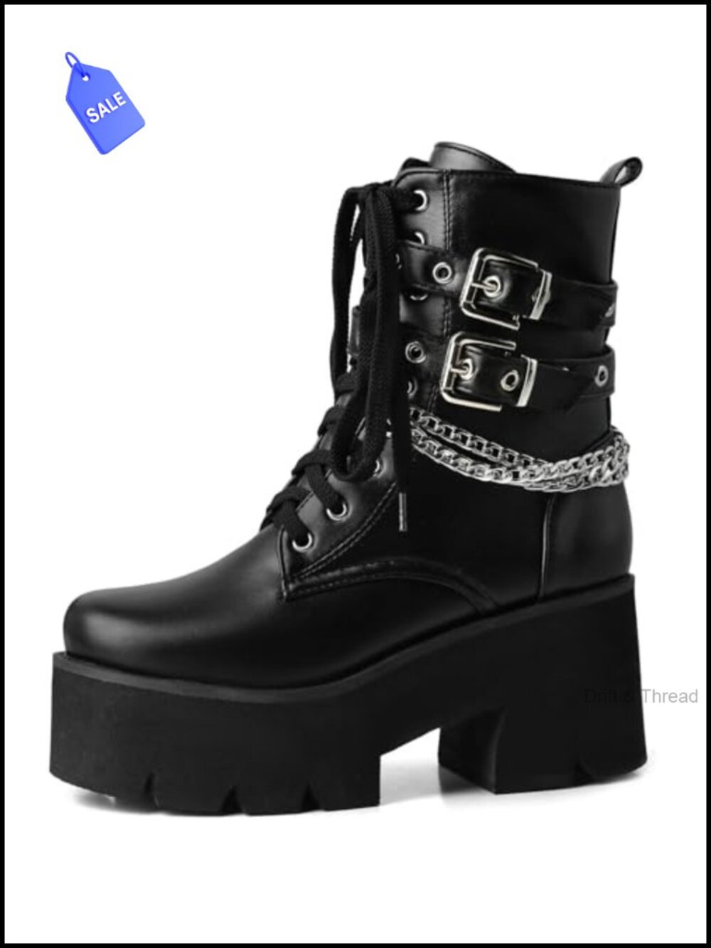 Women's Chunky Platform Ankle Boots Lace-Up Goth Combat Booties